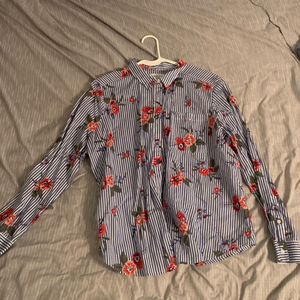 Blue and white striped Liz Claiborne blouse